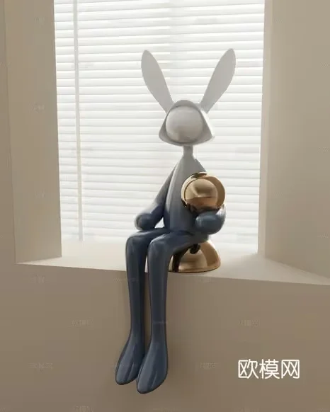 A Grey Bunny Figurine 3D Model – 11792 – VRAY Render