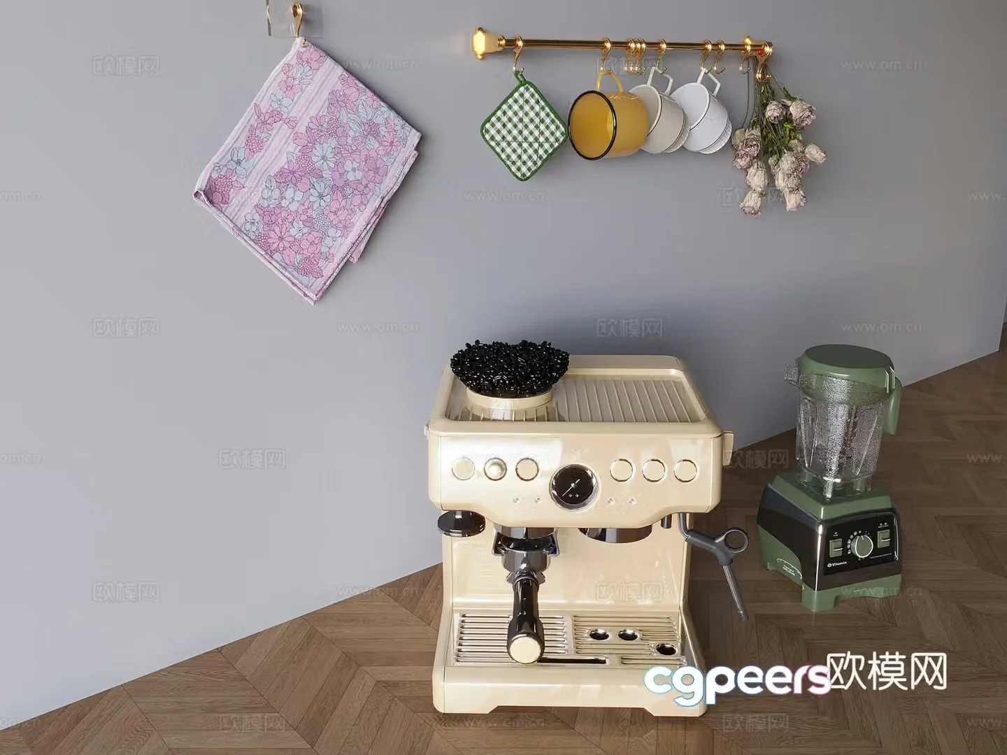Full automatic coffee machine wall -mounted cup holder 3D model