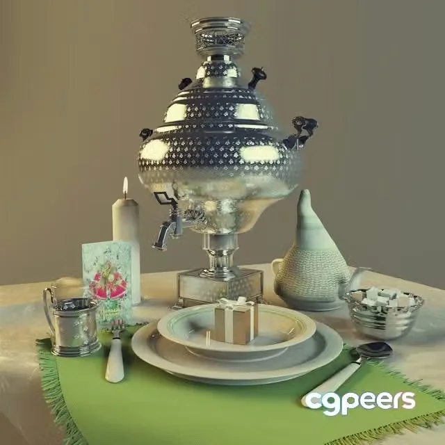 3ds Max Free – Table with Samovar