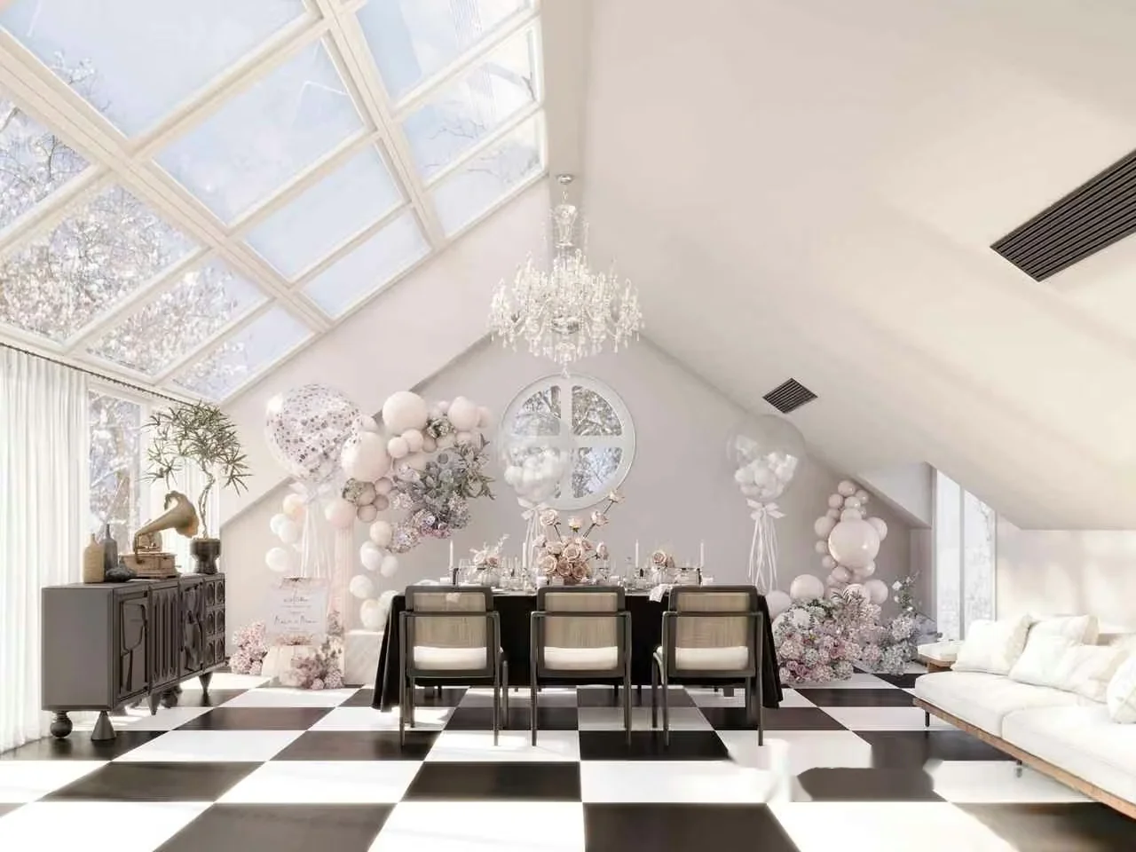 White And Black Checkered Floor 3D Model – 6505 – VRAY Render