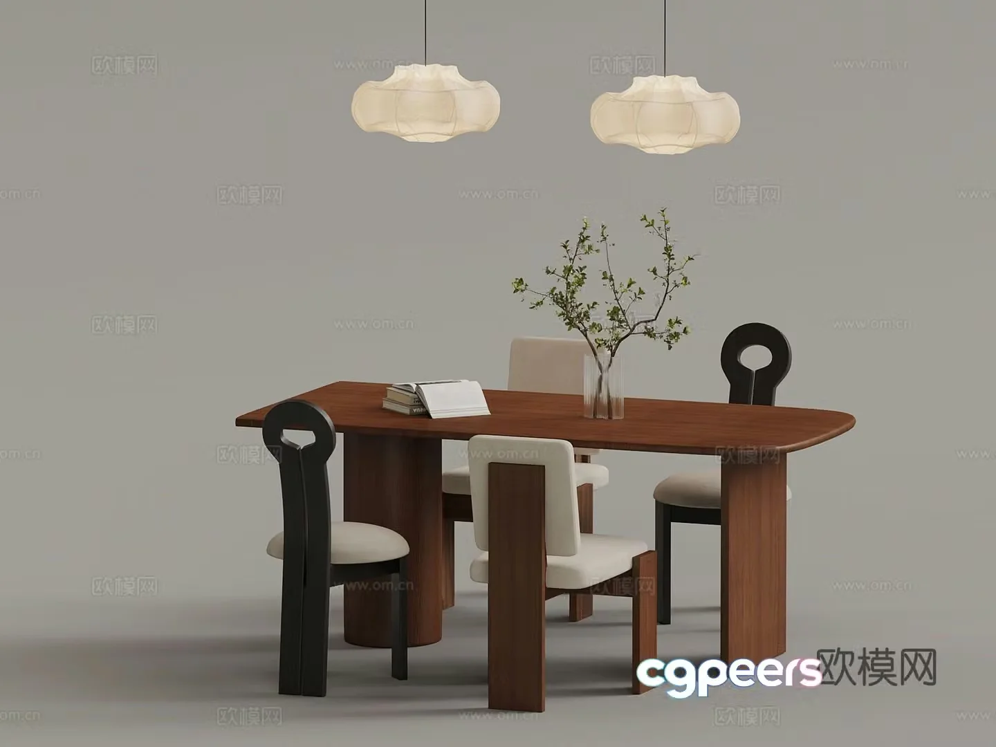 Medieval style dining table and chairs 3d model