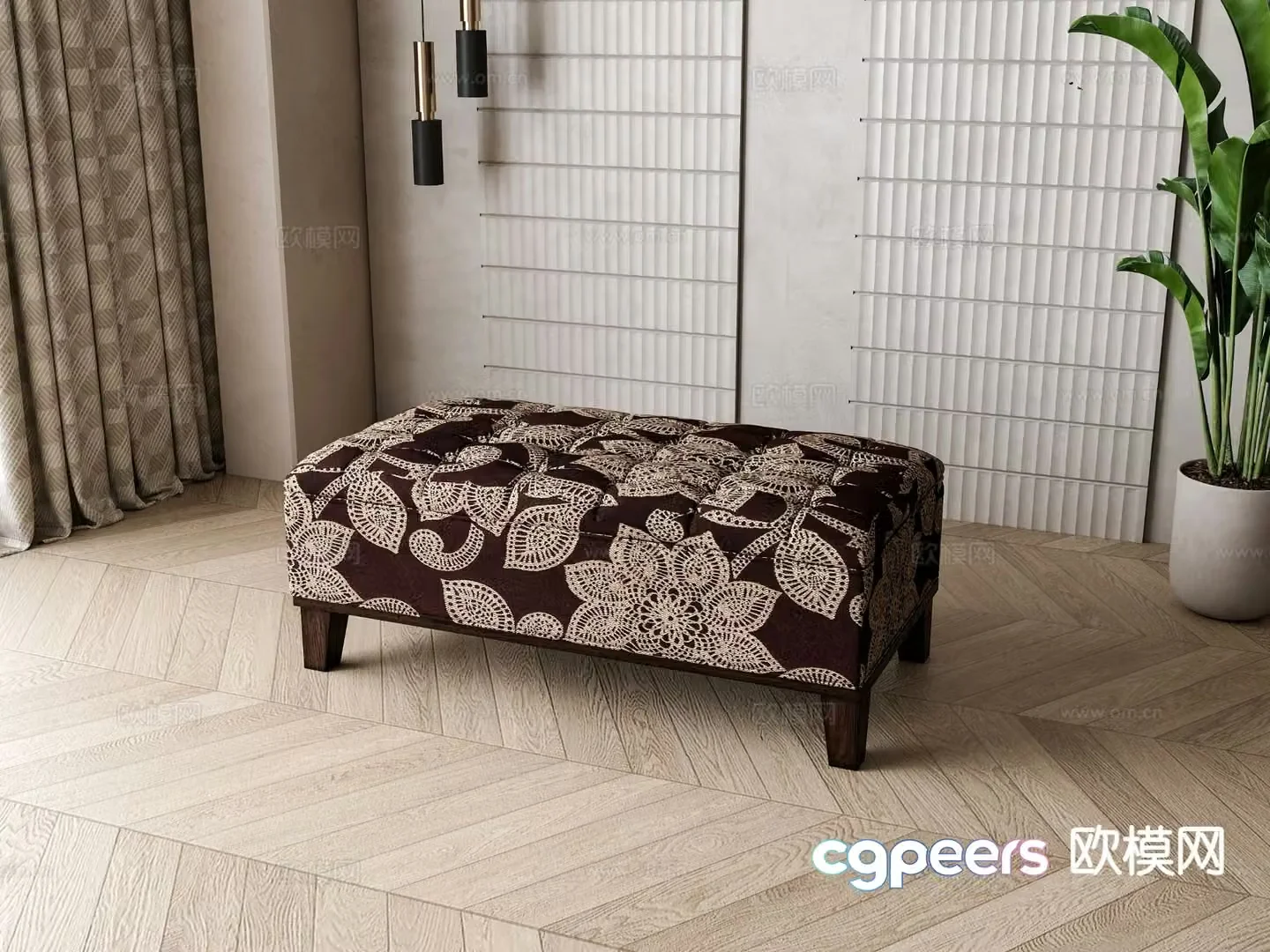 Medieval style stool sofa stool low stool 3D model