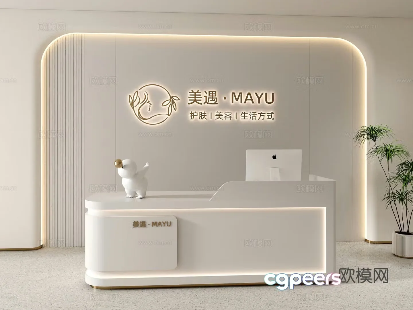 Modern front desk Beauty salon front desk Company front desk Simple front desk Beauty salon image wall B&B 3D model
