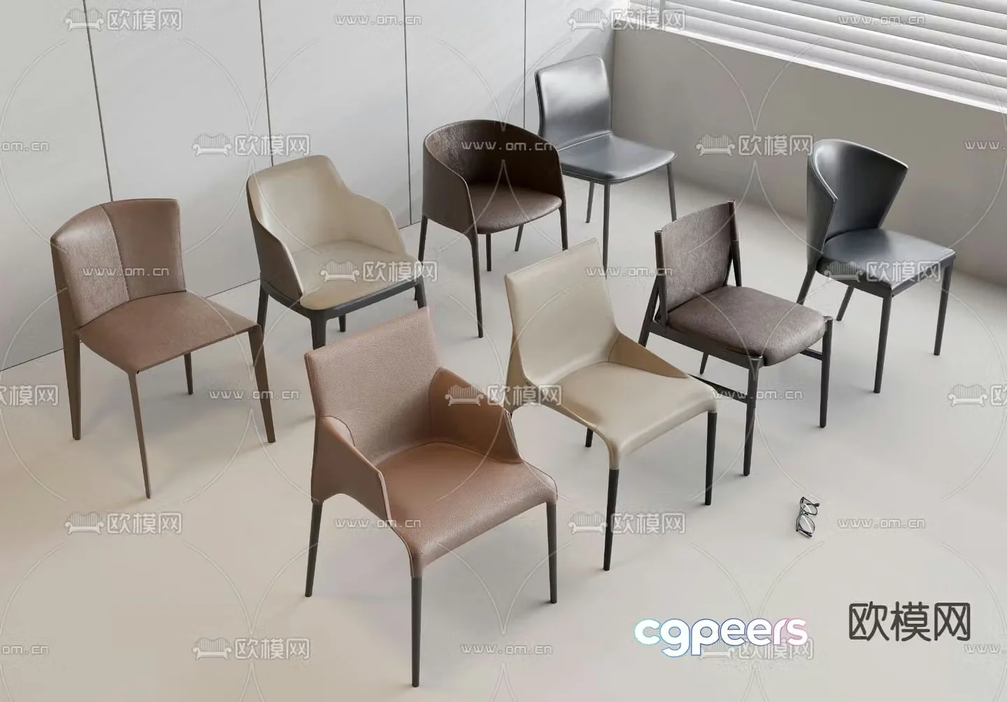 leather chair dining chair 3d model