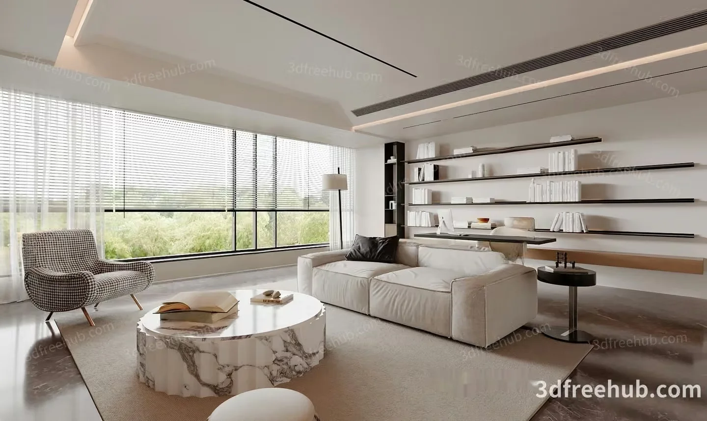Modern Living Room 3D Model – 18764 – VRAY Render