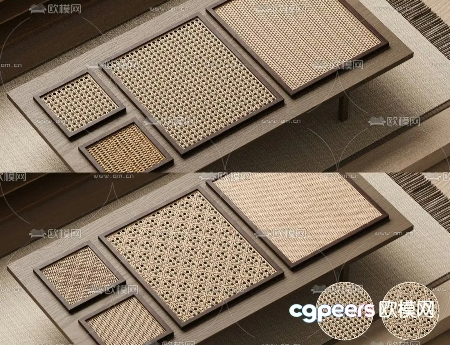 Wasabi Rattan Door Panel 3D Model