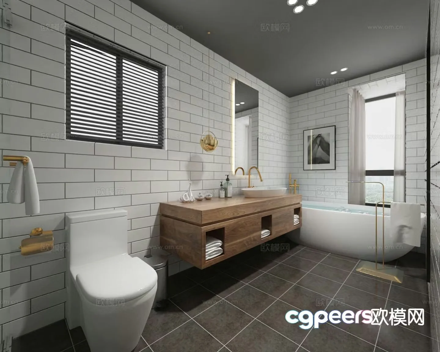 Modern hotel bathroom bathroom 3d model