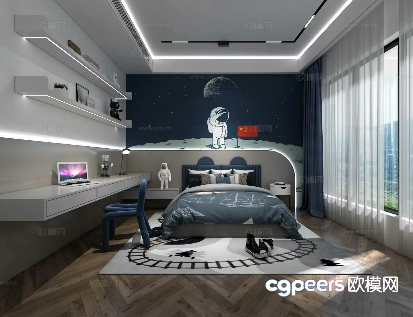 Modern children’s room boy’s room 3d model