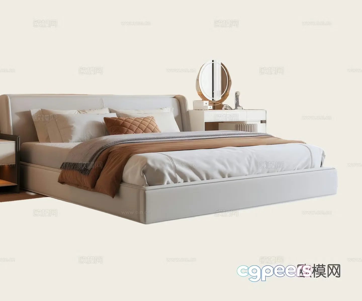 Modern Italian double bed Bedroom dressing table Buddy bed 3d model