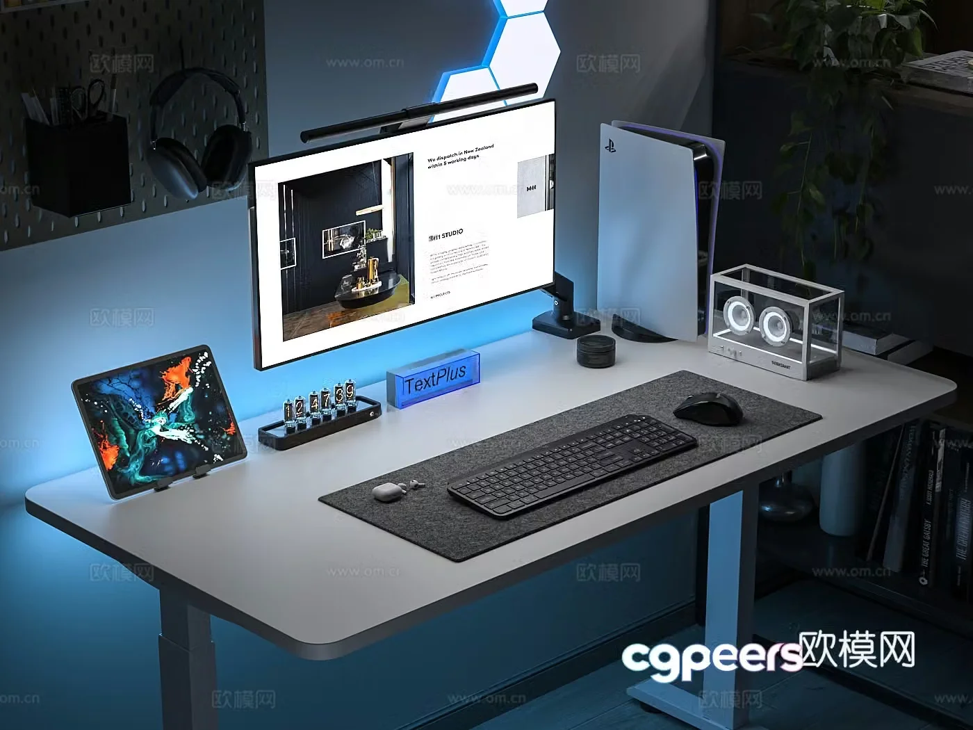 Modern desk computer desk lift desk 3d model