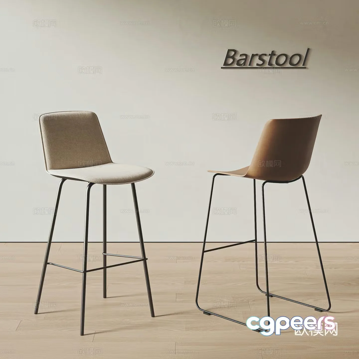 Modern bar chair combination bar chair bar stool fabric bar chair leather bar chair simple bar chair 3d model