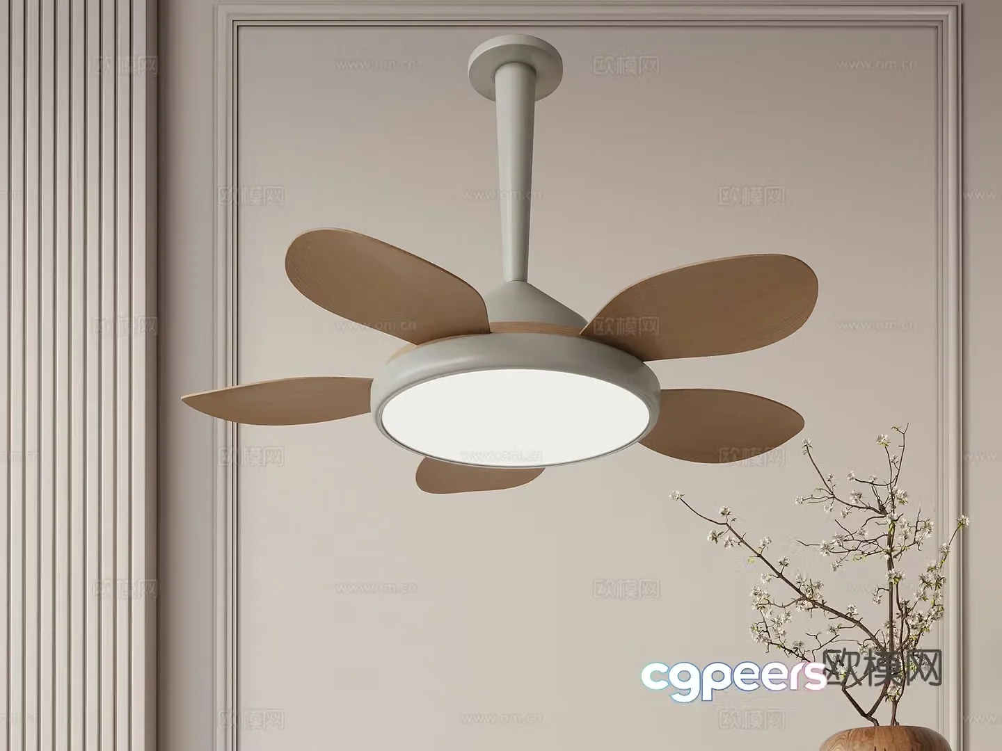 Modern minimalist chandelier fan light 3d model