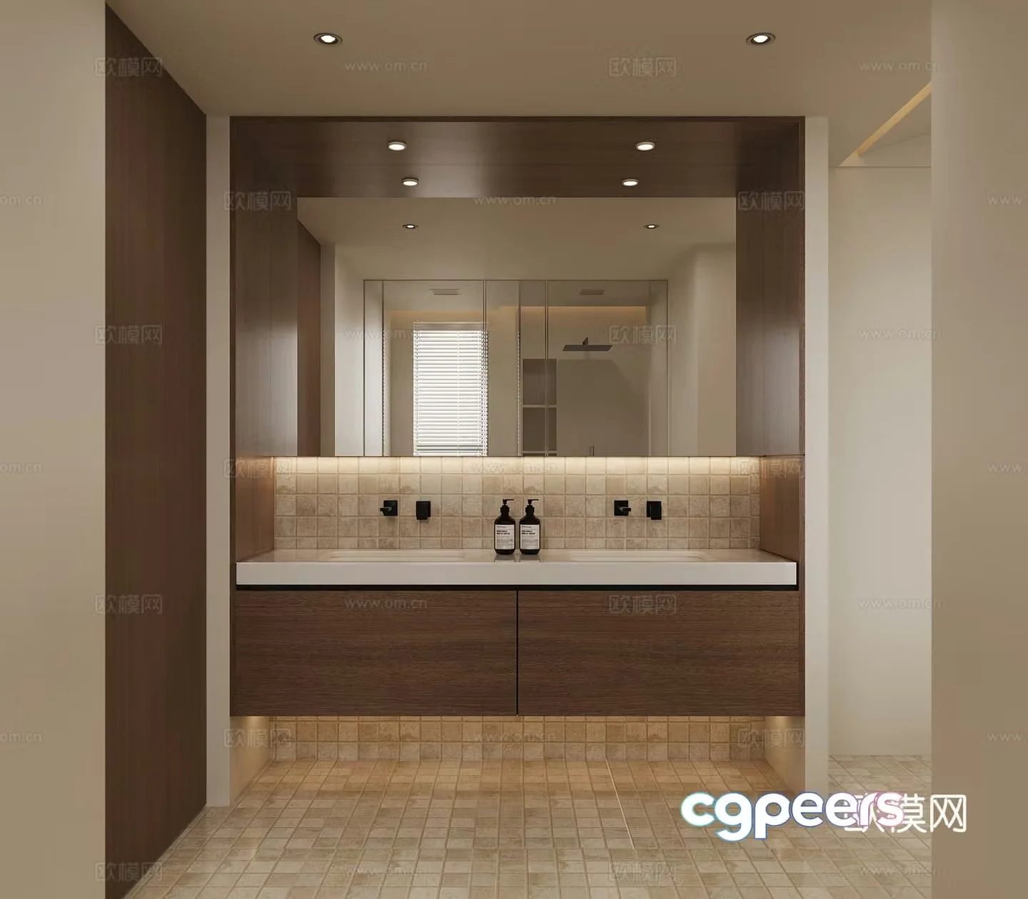Middle-aged style bathroom cabinet 3d model