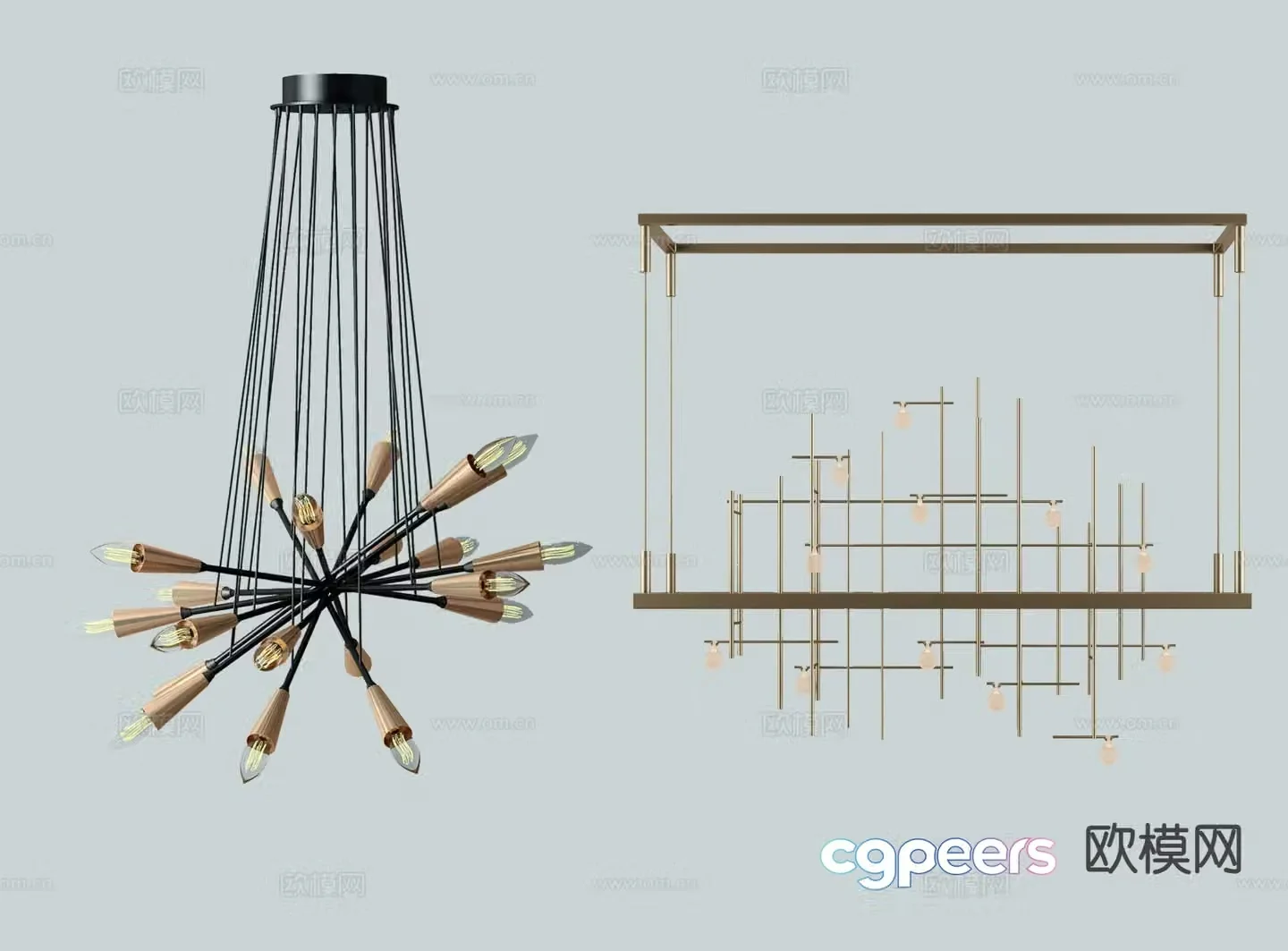 Modern metal chandelier hall chandelier 3d model