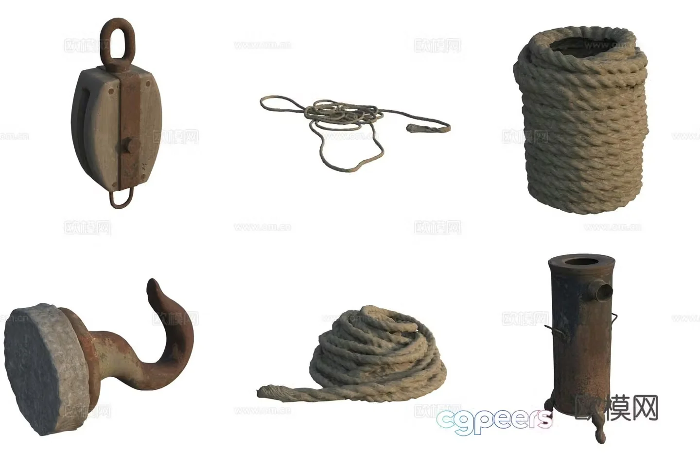 Tool accessories rope iron hook pulley stove stove 3d model