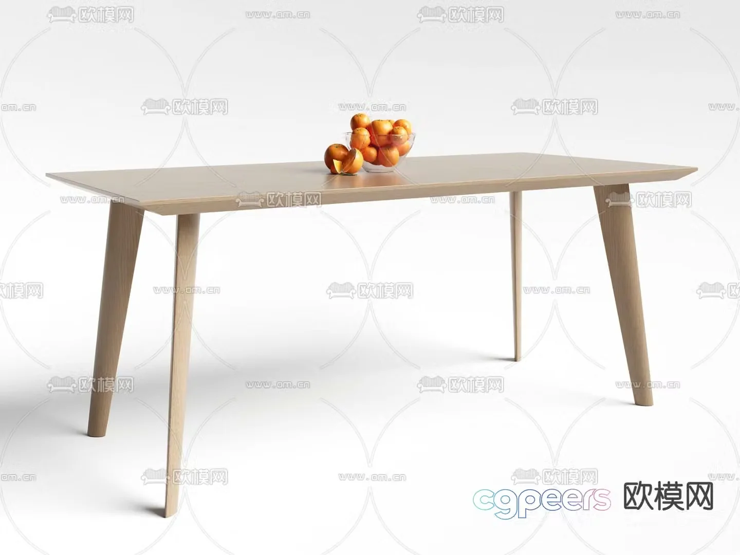 Modern dining table long dining table 3d model