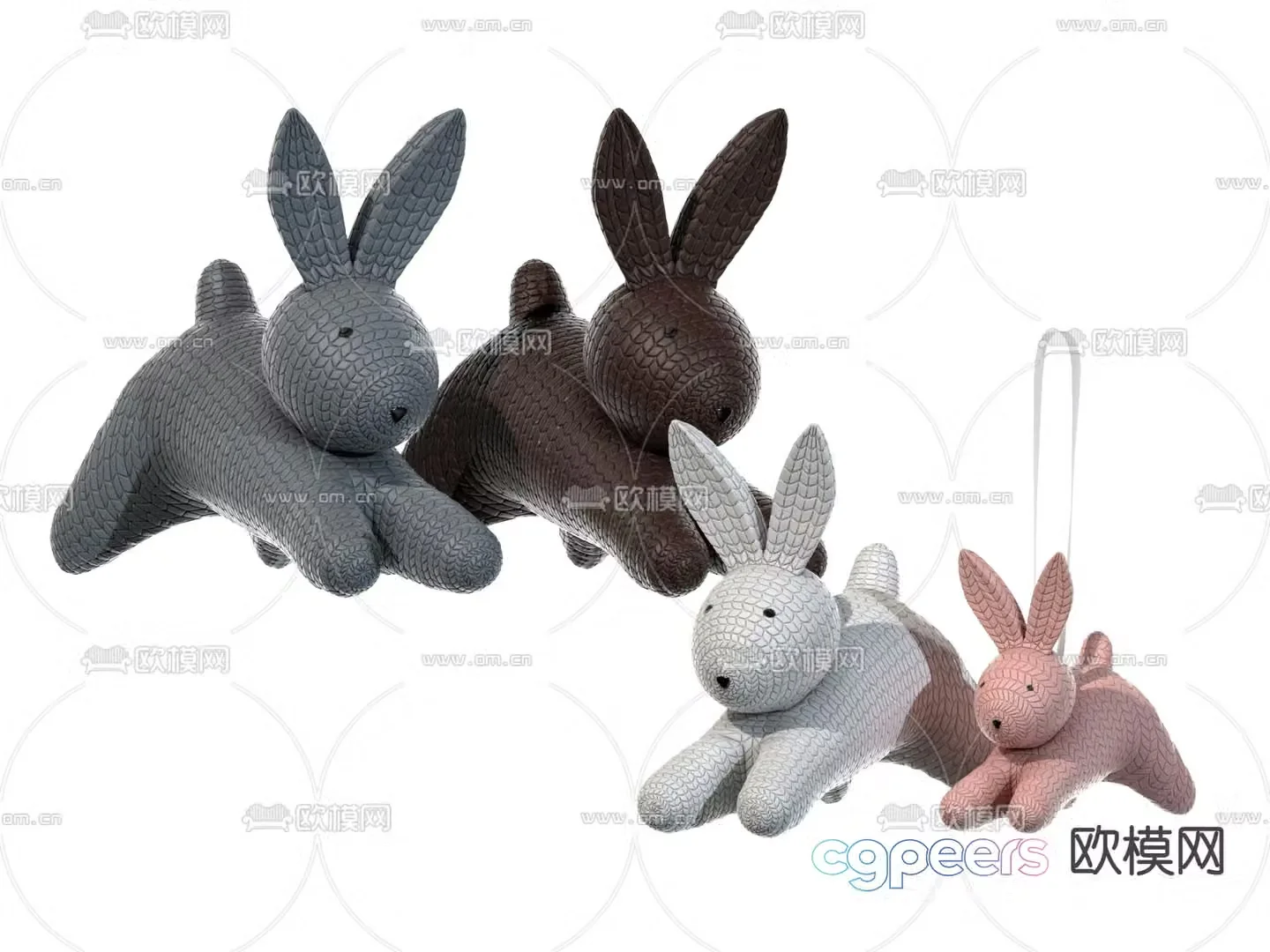 Cor modern leather pattern rabbit toy figurine 3d model