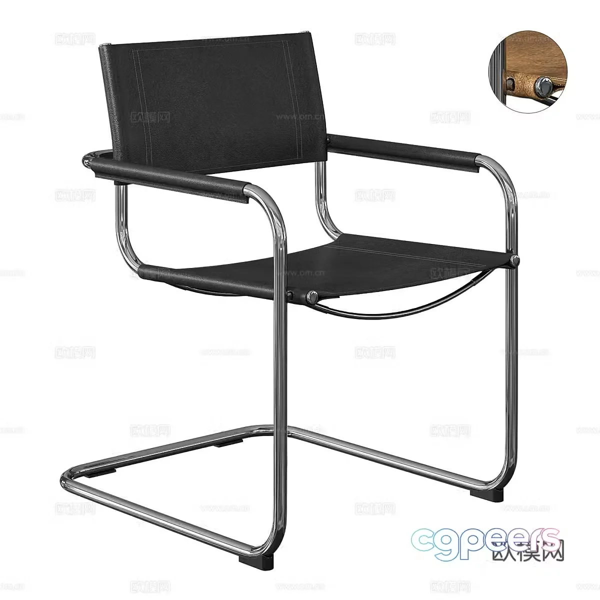 Modern Italian minimalist stainless steel leather single chair 3d model
