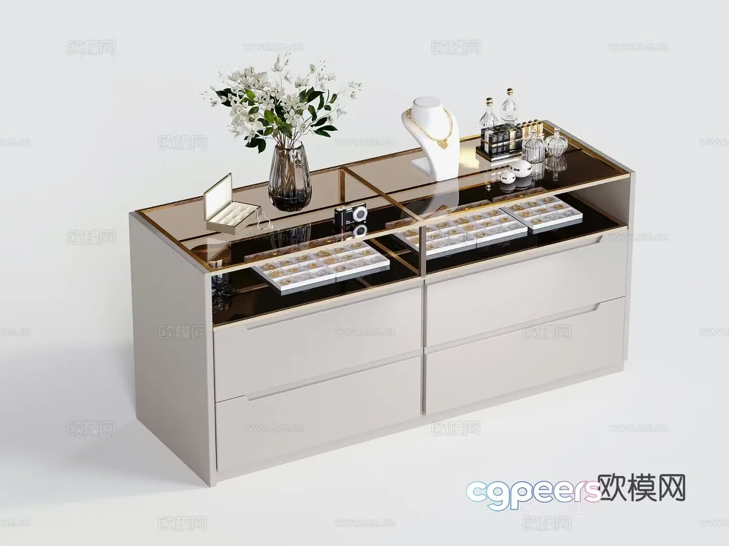 Modern jewelry cabinet cloakroom island 3D model