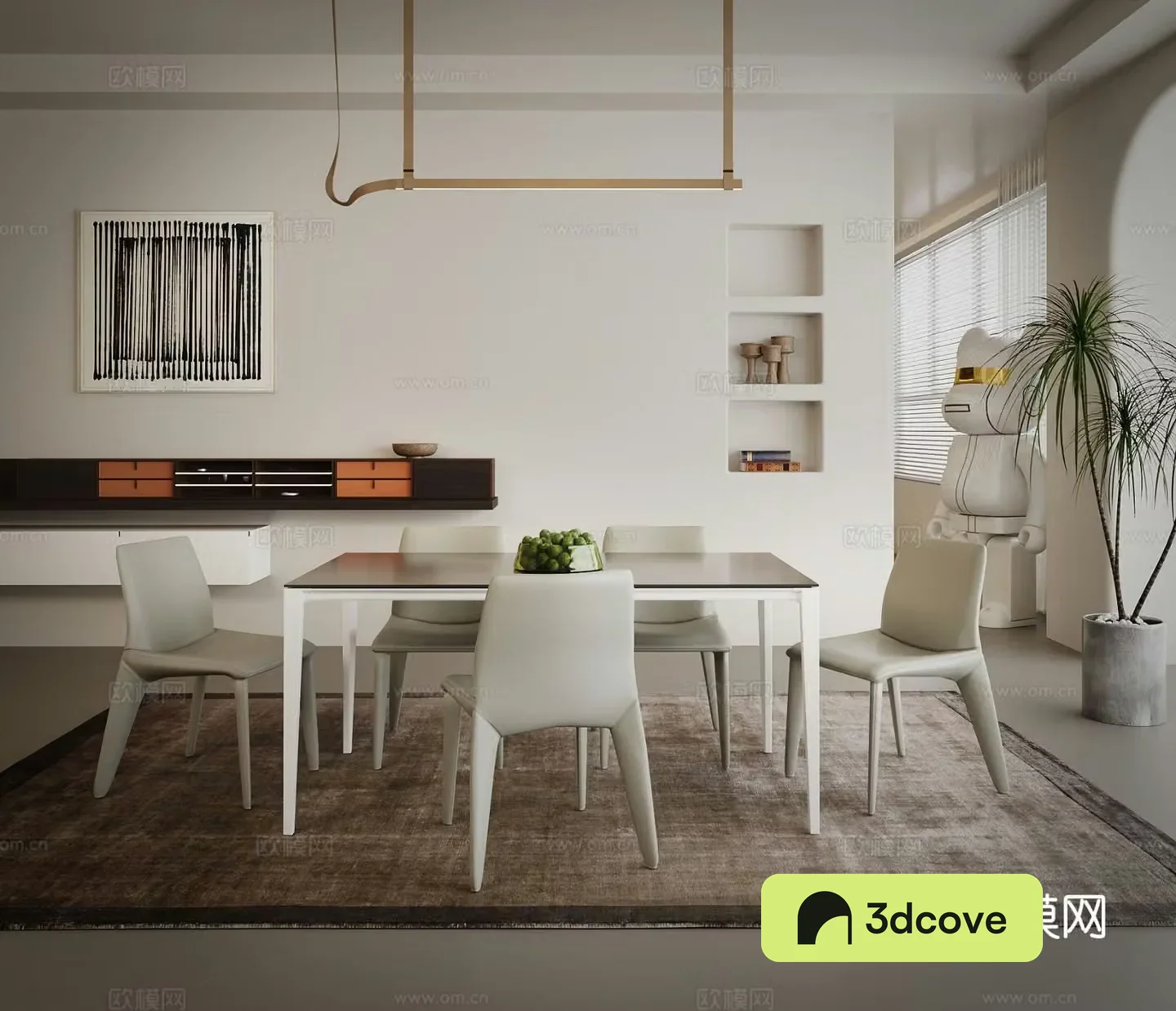 Simple European Restaurant Dining Table Combination Sideboard Carpet