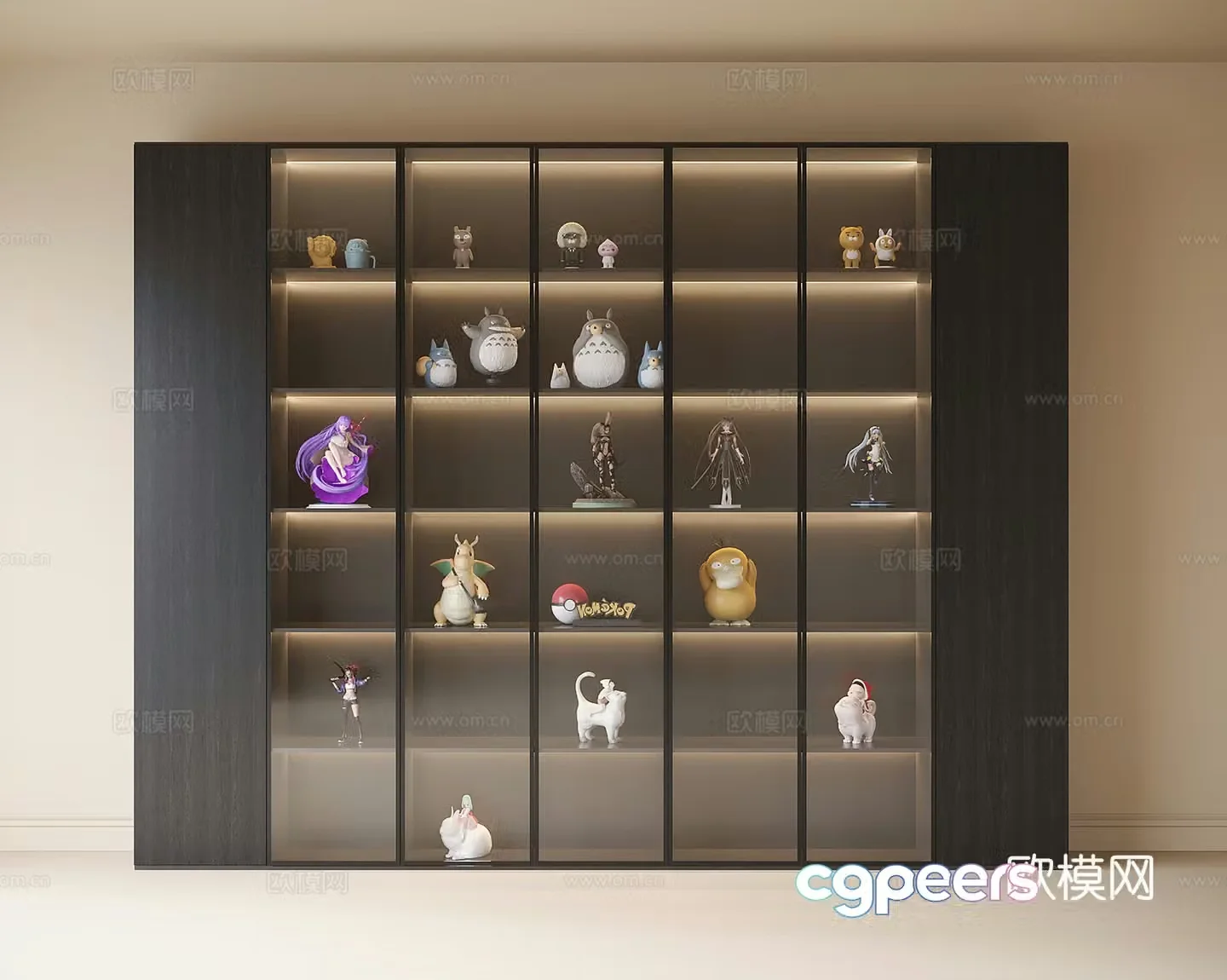 Modern figure cabinet decorative cabinet trendy toy ornaments 3D model