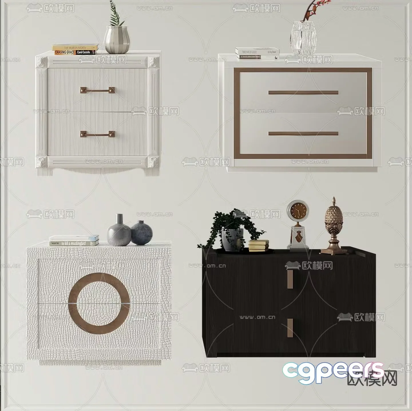 French bedside table 3d model