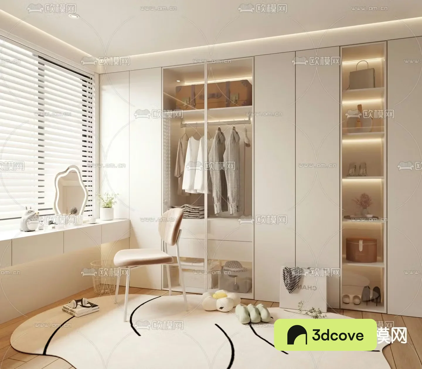 Cream trench coat room