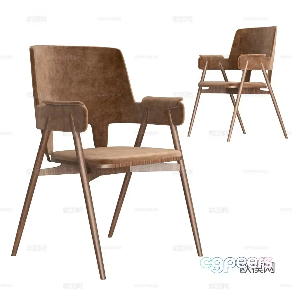 Solid wood chair single chair 3d model