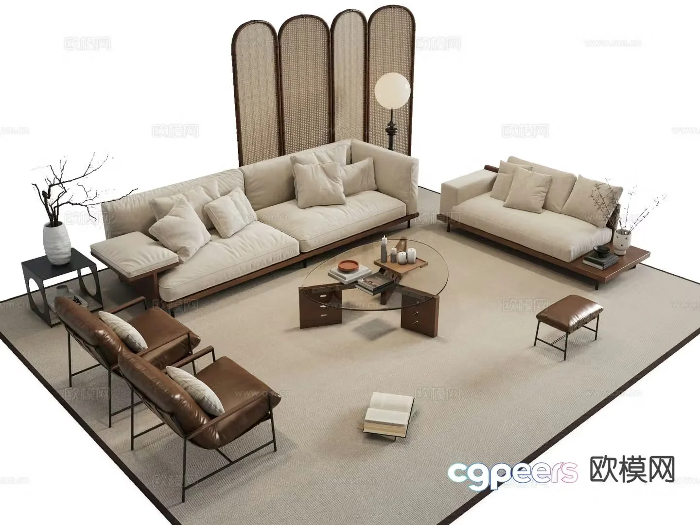 Medieval style modular sofa 3D model