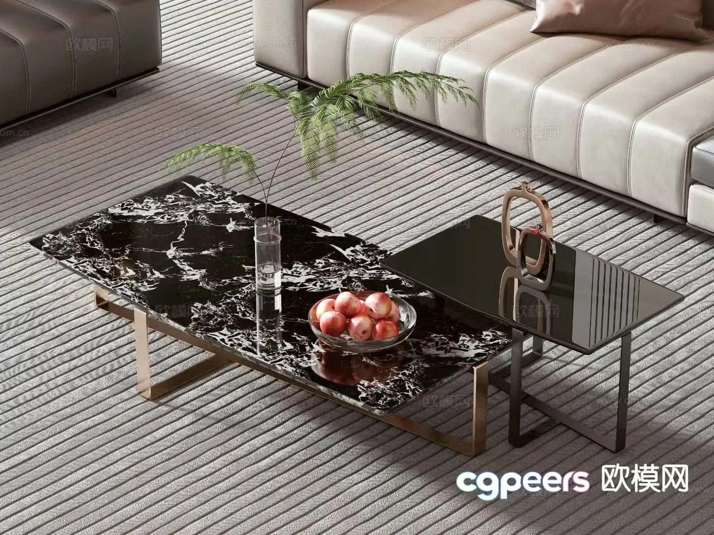 Modern double coffee table 3d model