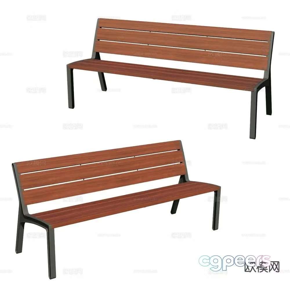 MmcitÃ© public chair bench park chair 3d model