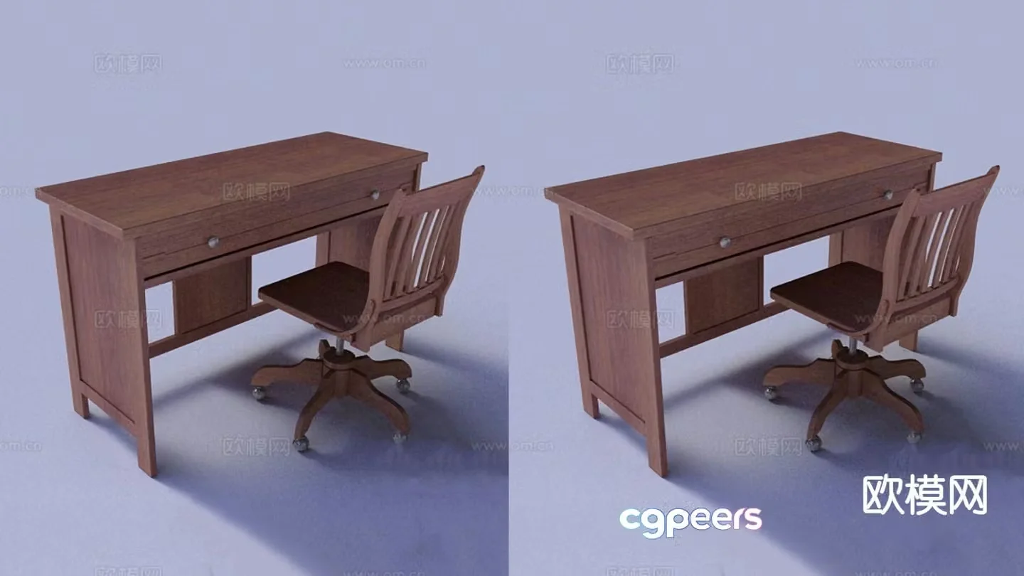 European office desk executive desk 3d model