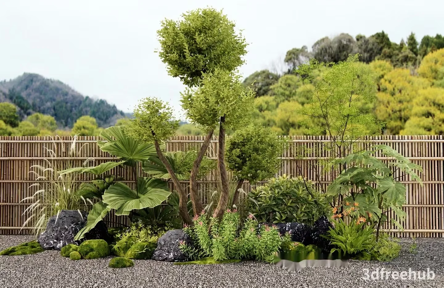 A Serene Garden Landscape 3D Model – 5477 – VRAY Render