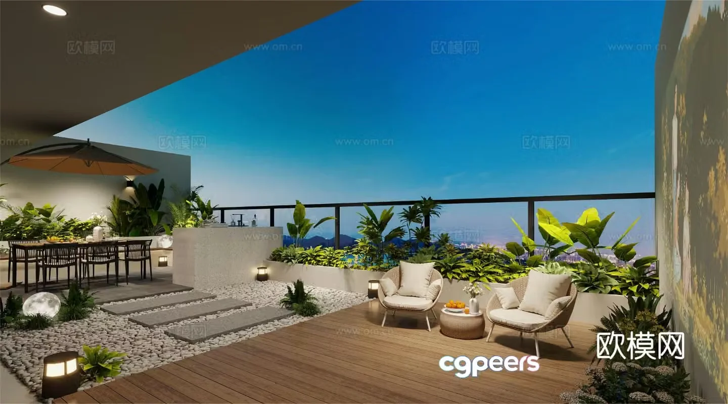 Modern courtyard landscape garden 3d model