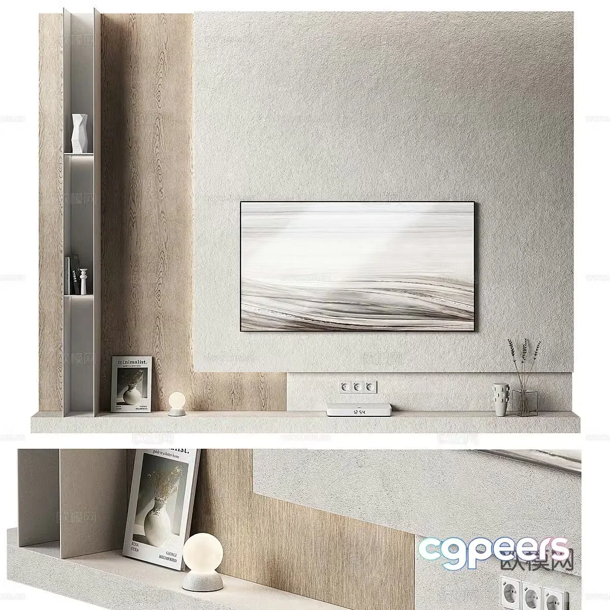 Modern Wasabi TV background wall 3d model