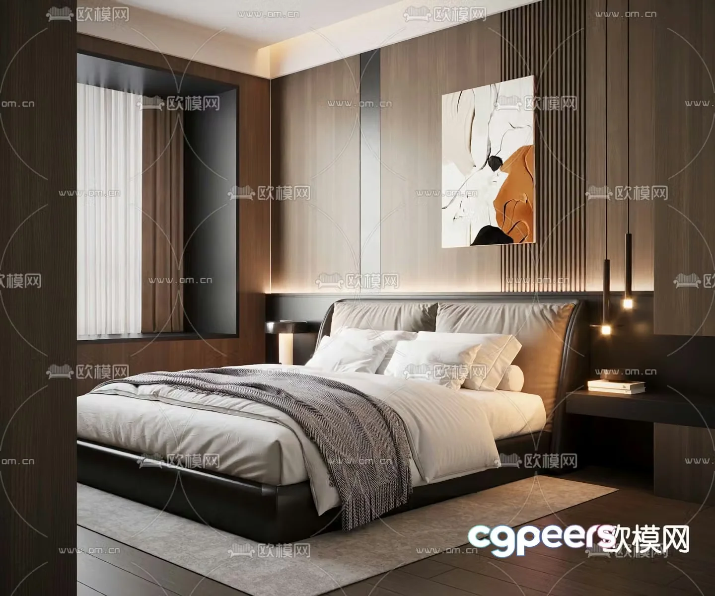 Italian double bed 3d model