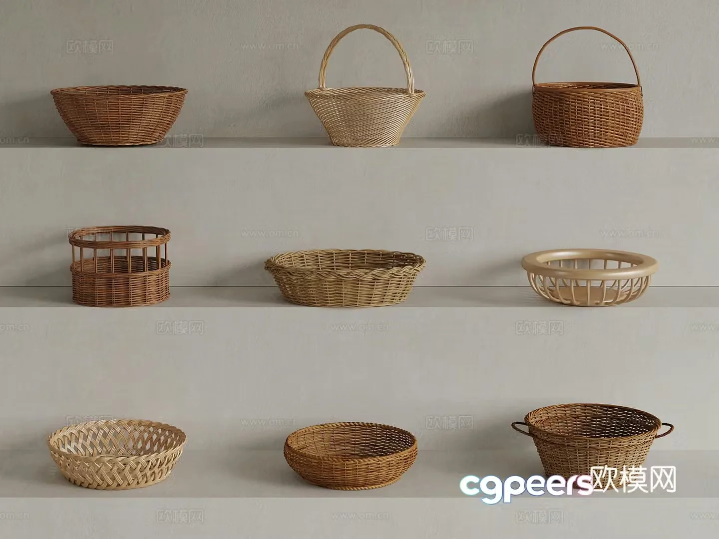 Box Modern rattan storage box 3D model