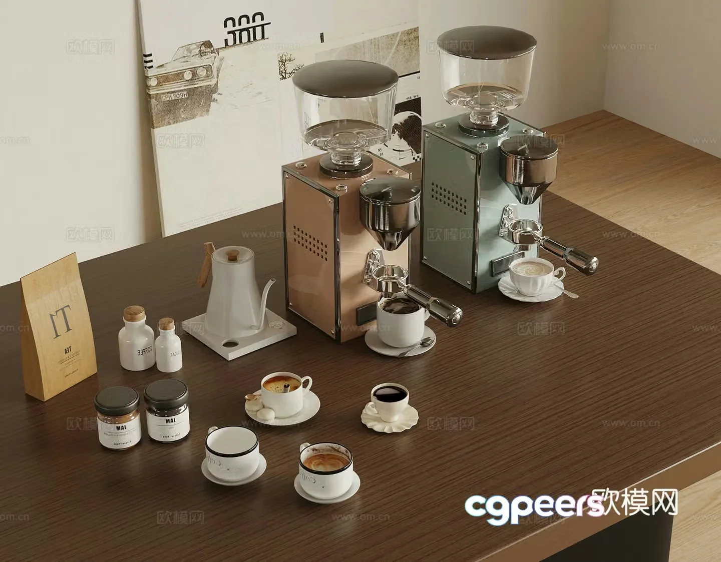 Modern coffee maker coffee cup 3d model