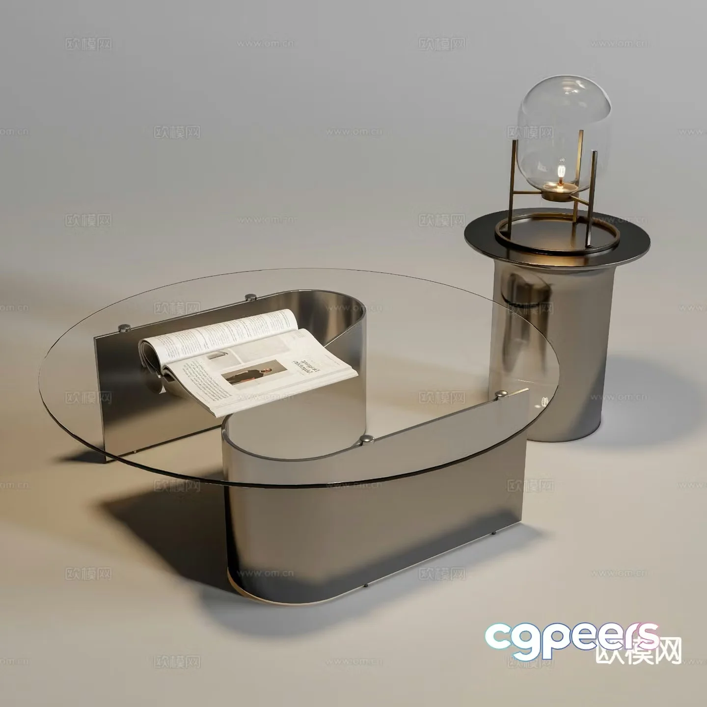 Modern coffee table glass coffee table 3d model