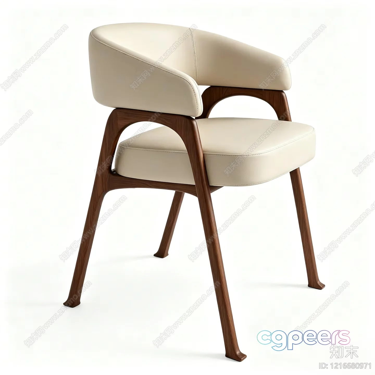 Wooden Chair With White Cushions 3D Model – 15083 – VRAY Render