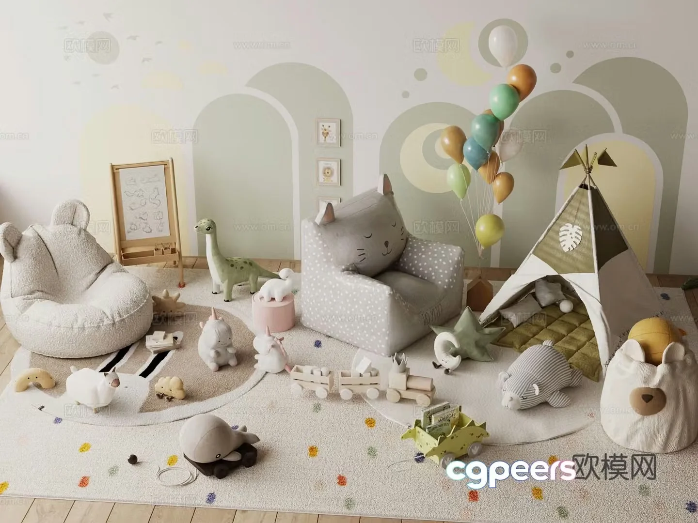 Modern children’s sofa toys doll 3d model