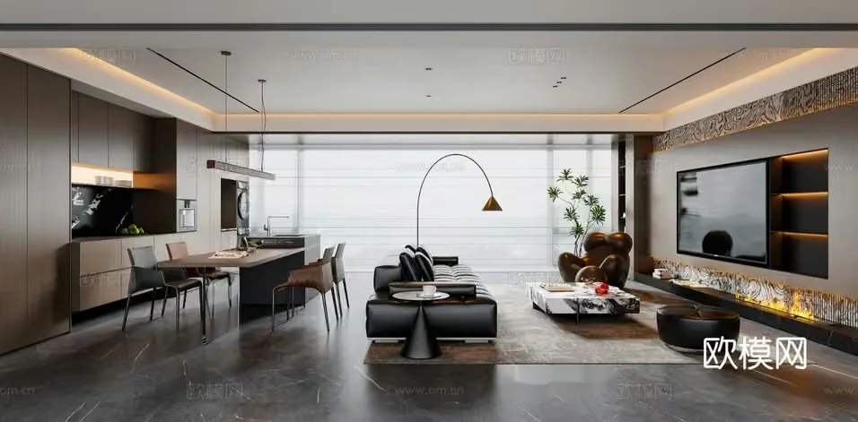 Modern Living Room 3D Model – 5707 – VRAY Render