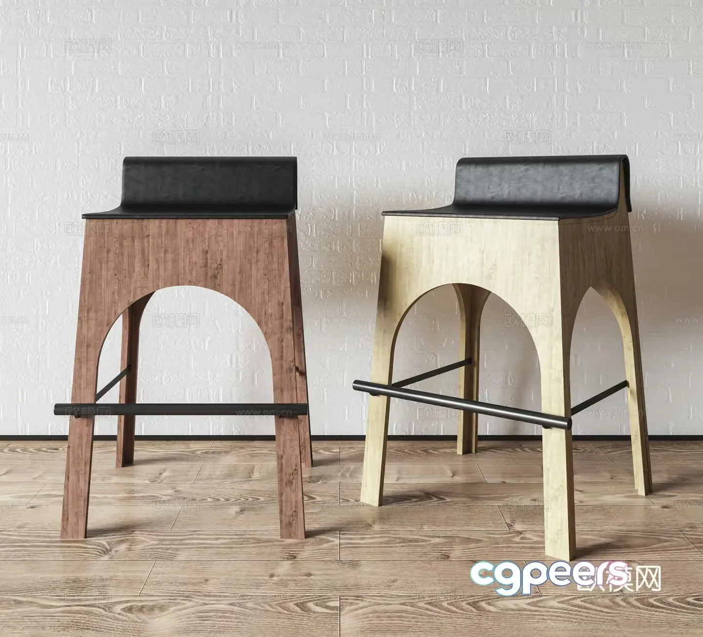 Medieval style bar stool high stool bar chair 3d model
