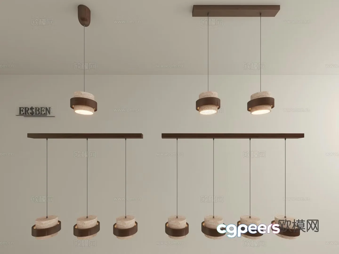 Medium-old bedside bedroom chandeliers can lift high-end retro wasabi style American bar study dining room lamp 3D model