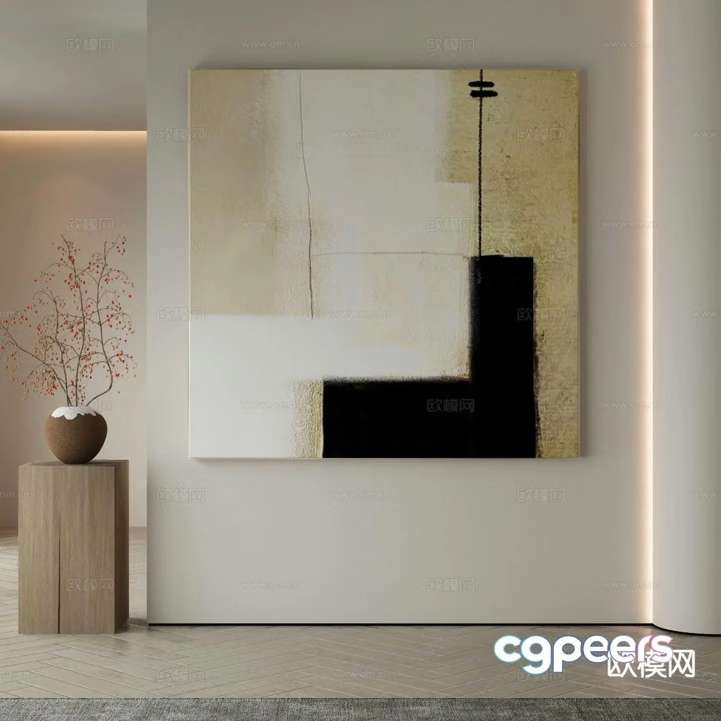 Modern texture painting decorative painting 3d model
