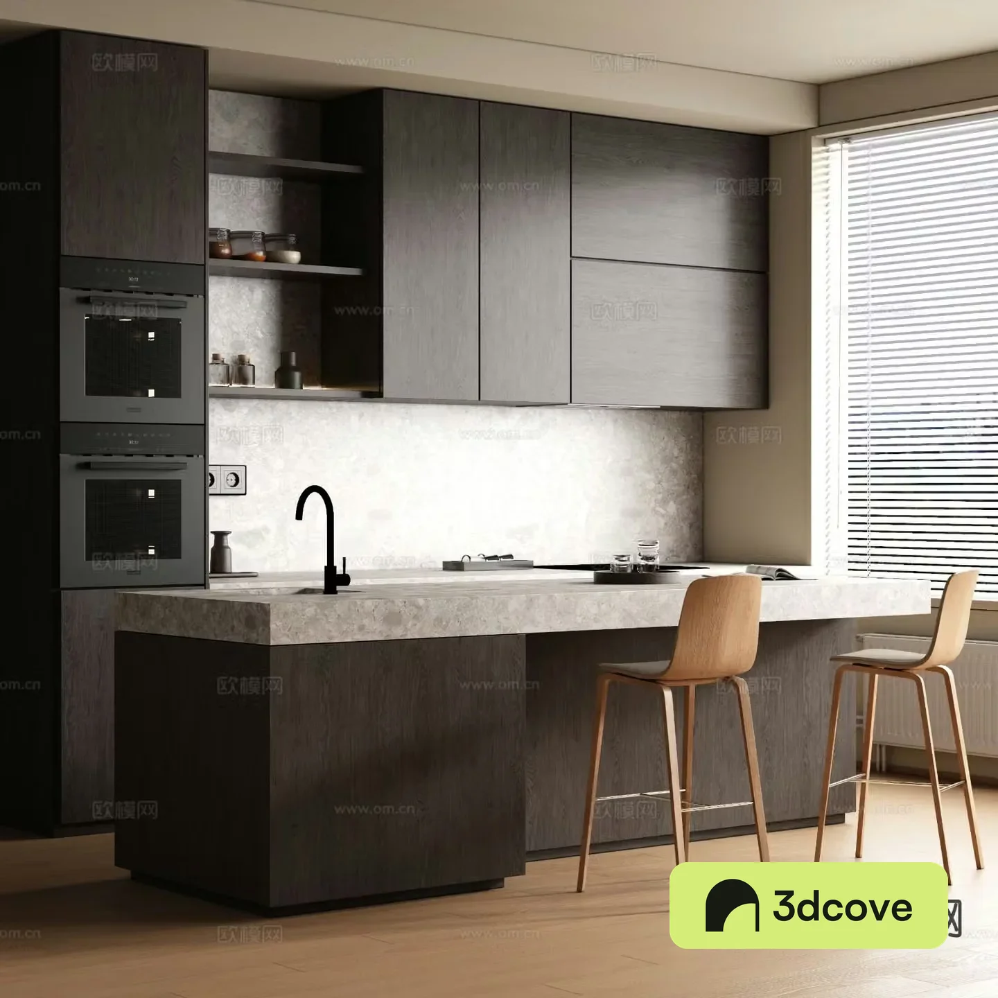 Open kitchen island bar