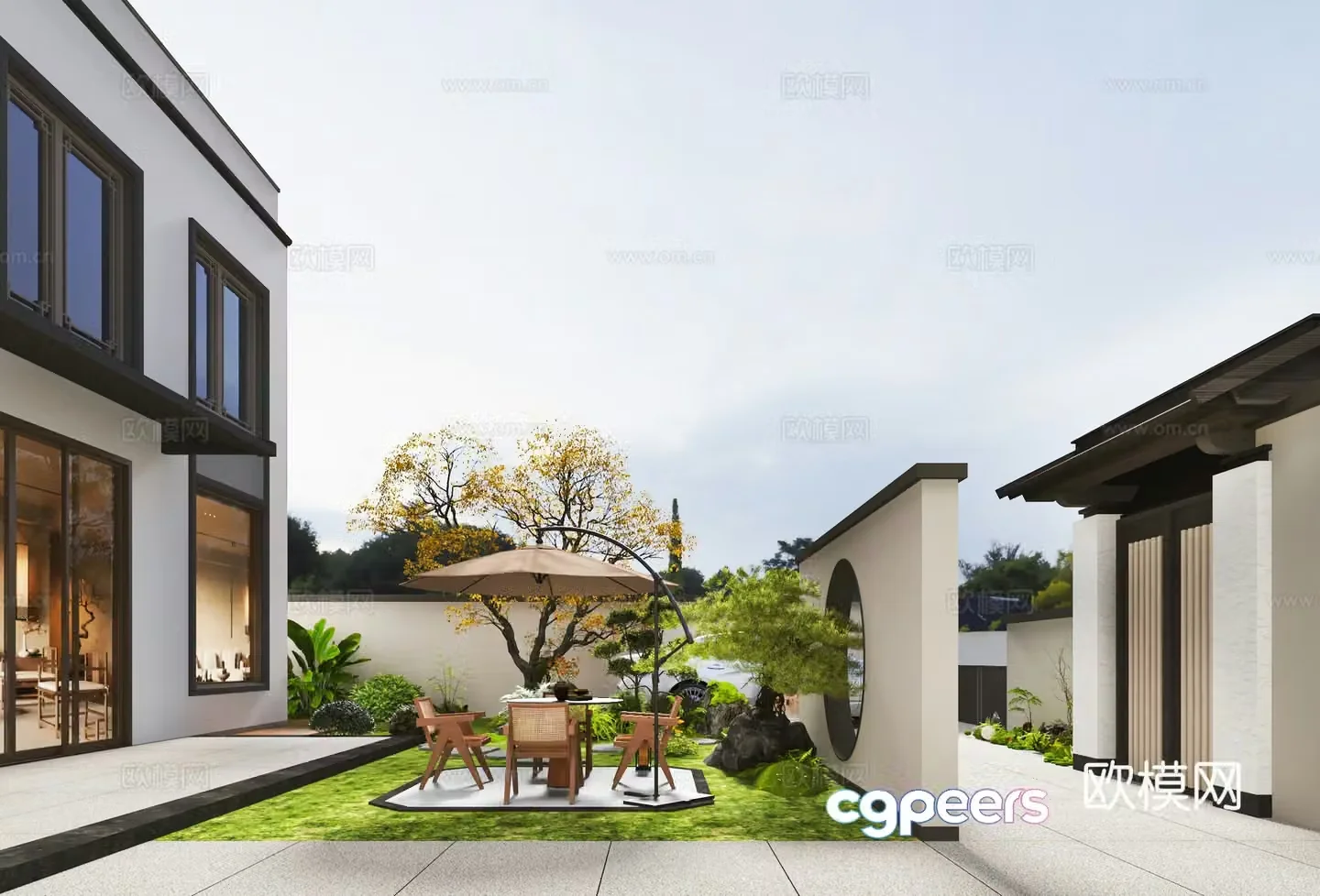 New Chinese style garden landscape courtyard 3d model
