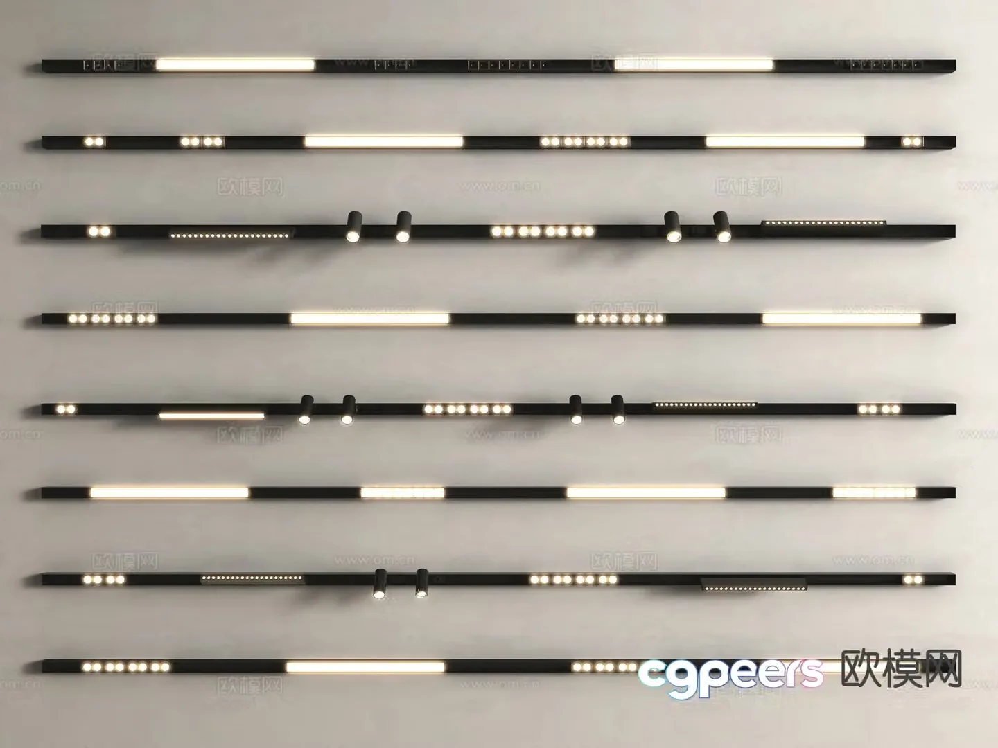 Modern magnetic light track light downlight spotlight linear light 3d model
