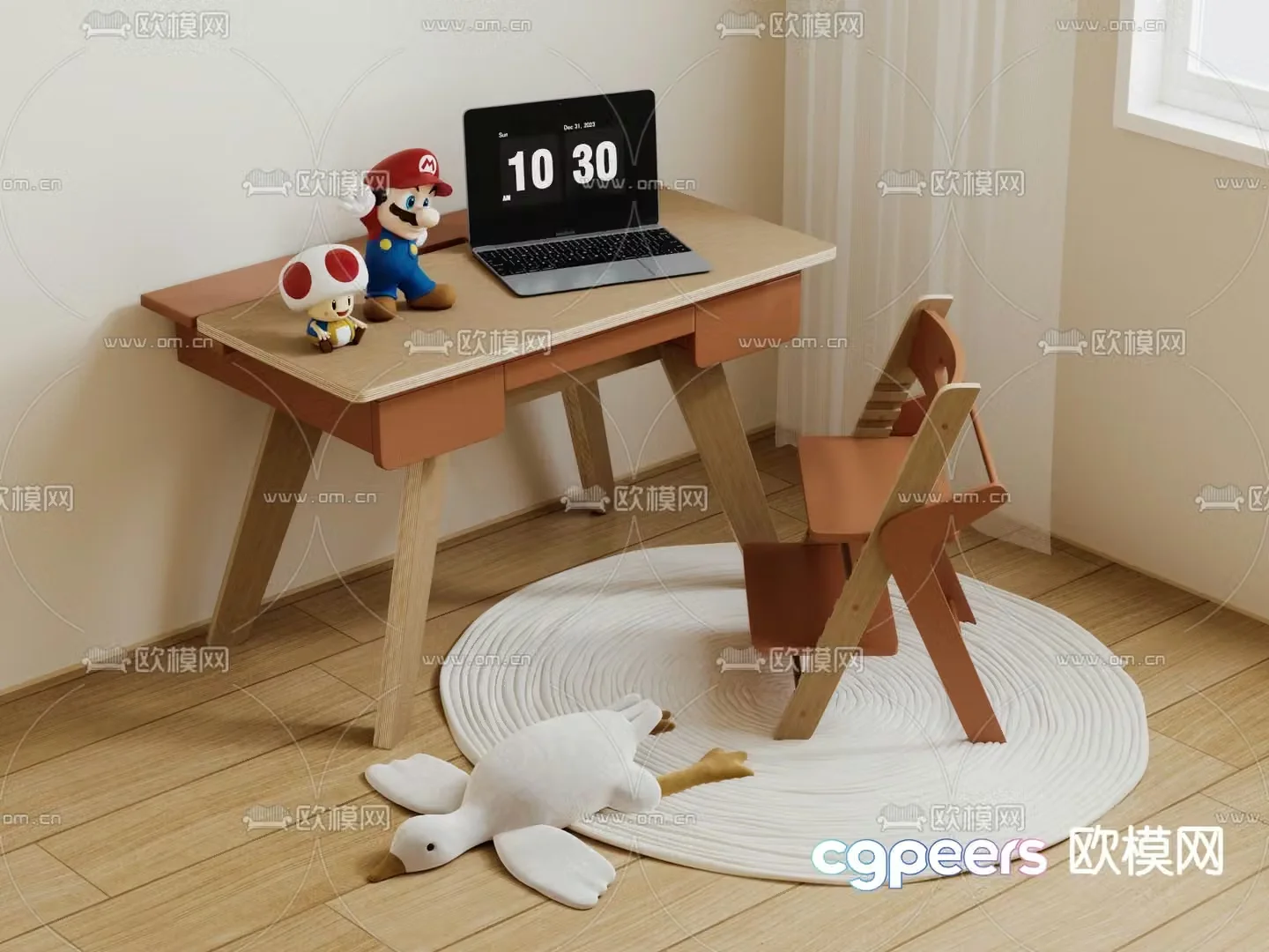 Children’s desk and chair desk study table 3d model