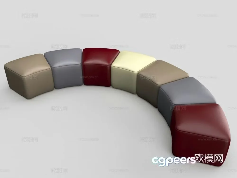 Modern multi-person sofa curved sofa casual sofa 3d model